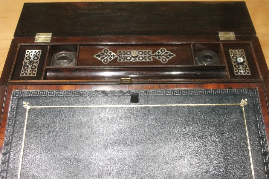 Antique Rosewood and MOP writing slope by George Austin, Dublin