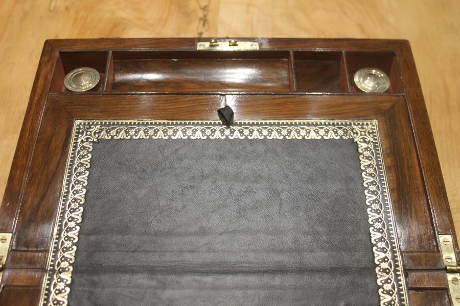 Antique Victorian brass bound walnut writing slope