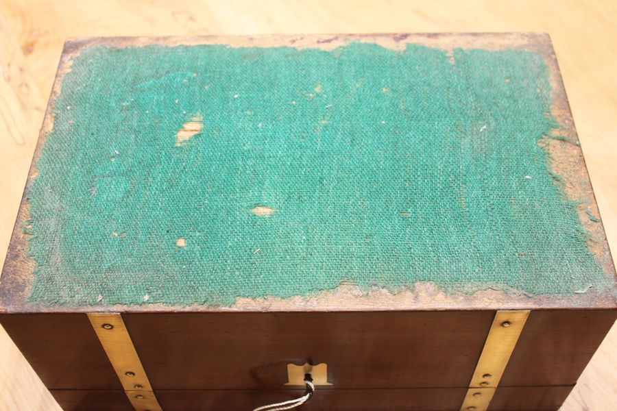 Antique Victorian brass bound walnut writing slope