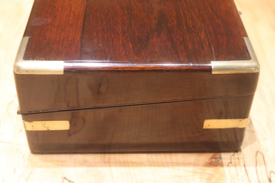 Antique Victorian rosewood and brass bound writing slope