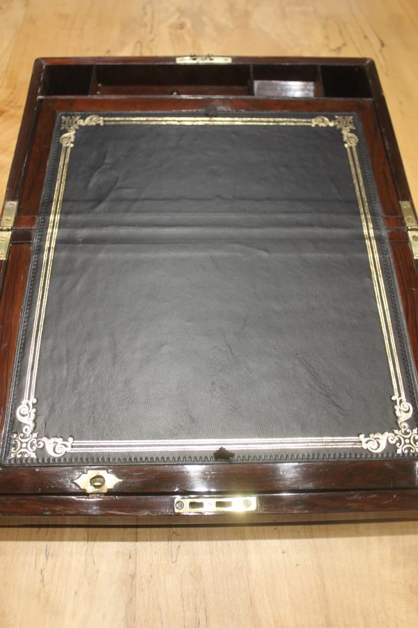 Antique Victorian rosewood and brass bound writing slope