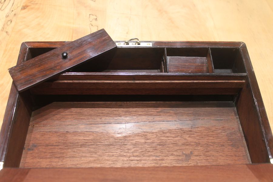 Antique Victorian rosewood and brass bound writing slope