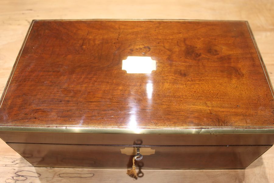 Antique Victorian walnut writing slope with secret drawers