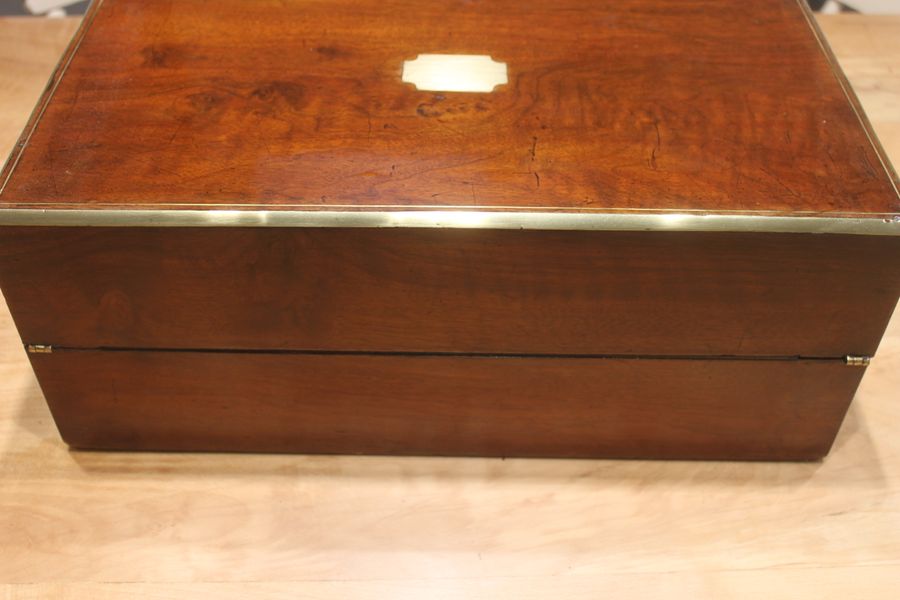 Antique Victorian walnut writing slope with secret drawers