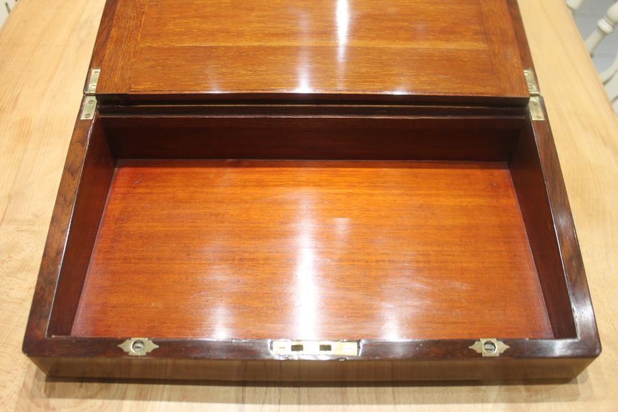 Antique Victorian walnut writing slope with secret drawers