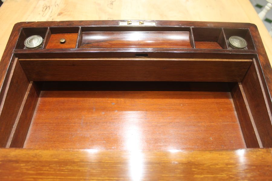 Antique Victorian walnut writing slope with secret drawers