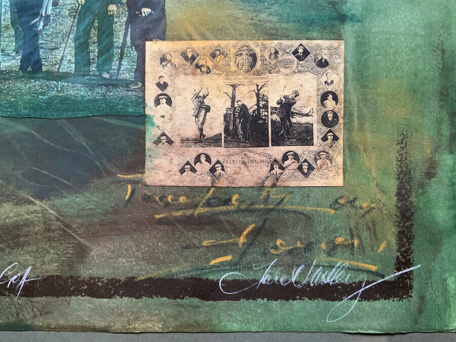 Antique 'Classical Golf' - Beautiful Signed Original 20thc Mixed Media Abstract Painting