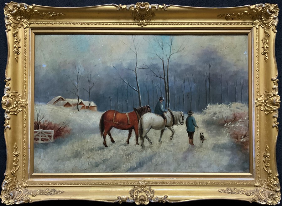 A Stunning Late 19thc British School Winter Landscape Oil Painting For Minor TLC