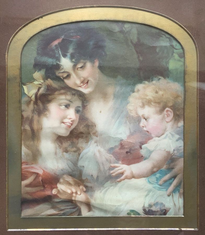 Antique Decorative 19thc Antique Victorian Portrait Print Gilt Frame