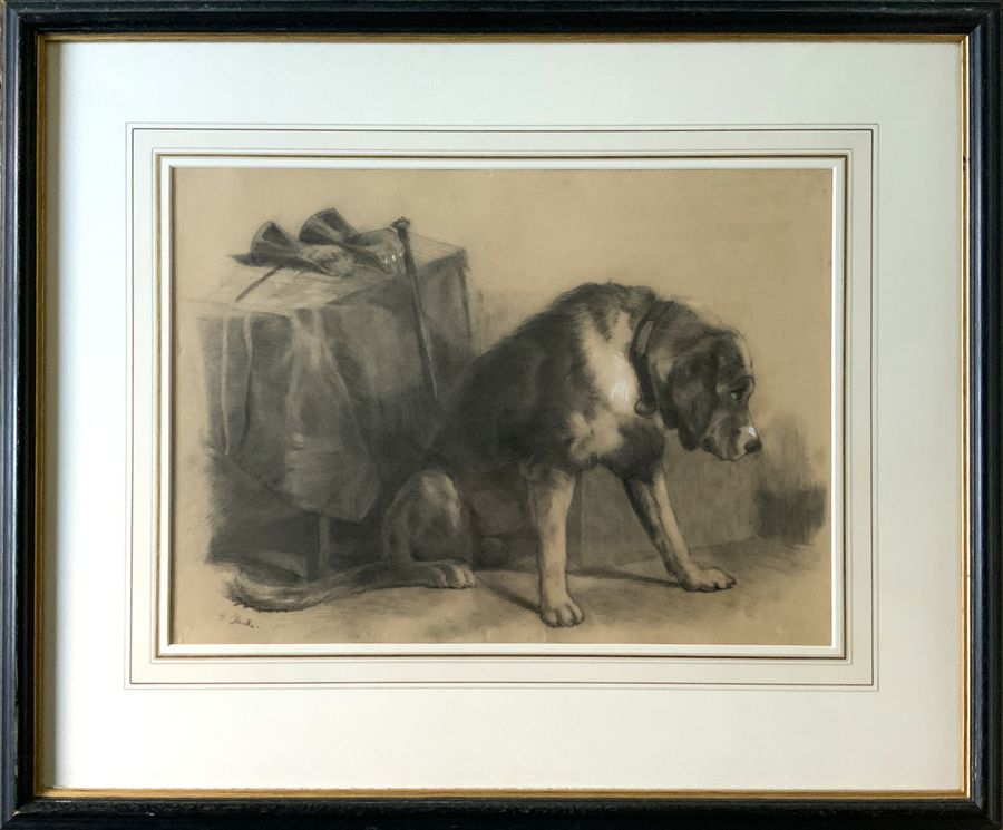 FOLLOWER: Sir Edwin Landseer RA (1802-1873) ORIGINAL CHARCOAL & GOUACHE PAINTING