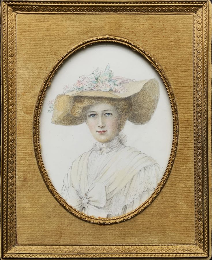 EXQUISITE C19th OVAL MINIATURE WATERCOLOUR PORTRAIT PAINTING HIGH SOCIETY LADY