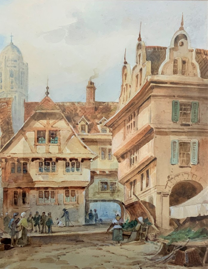 Antique William Herbert Allen (1863–1943) Watercolour City Market ...