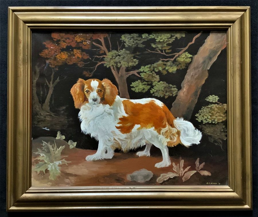 Antique cavalier king hot sale charles spaniel paintings