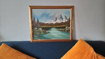 F Kafinger Mid Century Oil Painting of the Italian Alps 1961
