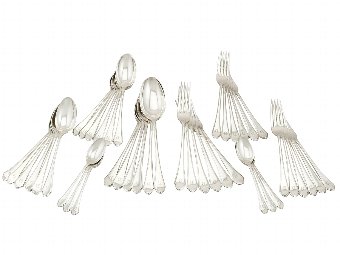Antique Sterling Silver Canteen of Cutlery by Mappin and Webb - Art Deco Style - Antique George V (1925)