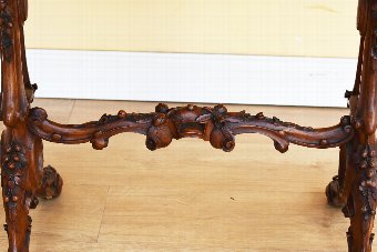 Antique Victorian Burr Walnut Stretcher Table