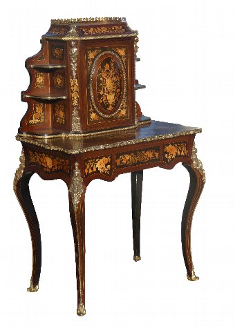 19th Century Marquetry Inlaid Bonheur Du Jour