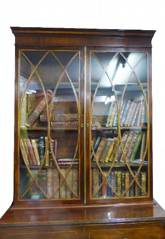 Antique 18th Century George III Mahogany Secretaire Bookcase