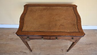 Antique Edwardian Inlaid Leather Top Writing Table