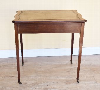 Antique Edwardian Inlaid Leather Top Writing Table