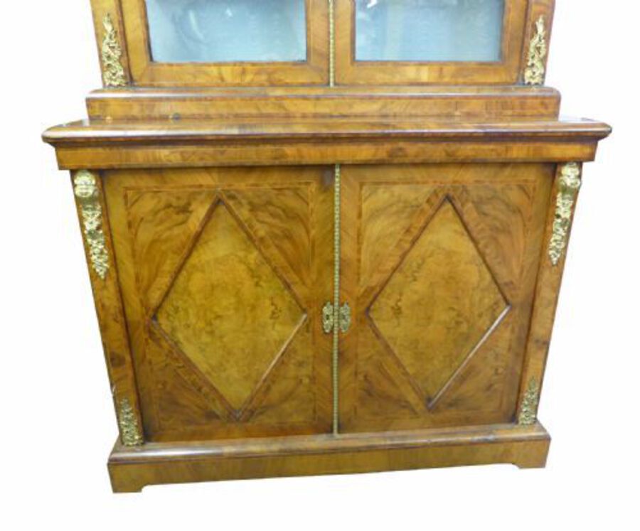 Antique Top Quality Victorian Burr Walnut Bookcase