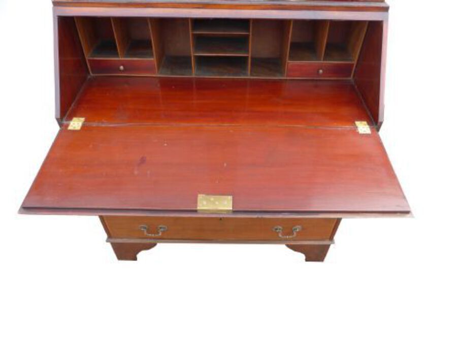 Antique Edwardian Inlaid Bureau Bookcase