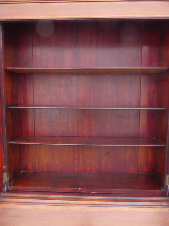 Antique Edwardian Inlaid Bureau Bookcase