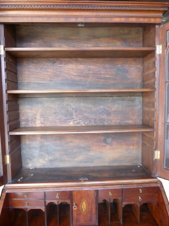 Antique George III Mahogany Bureau Bookcase
