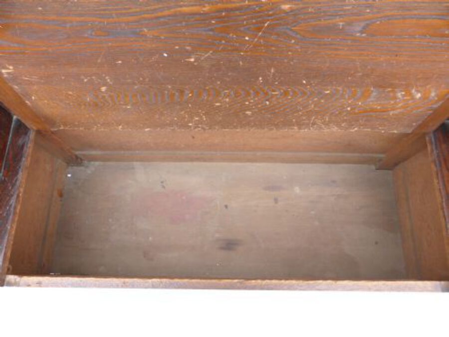 Antique Carved Oak Monks Bench 