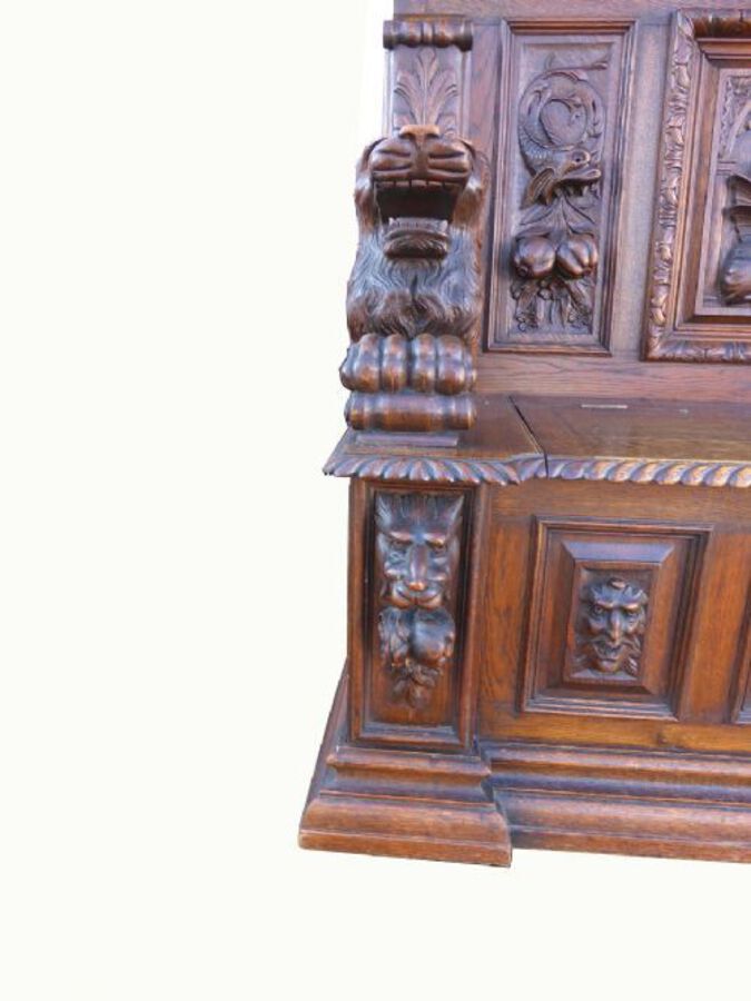 Antique Early 19th Century Fabulously Carved Bench 