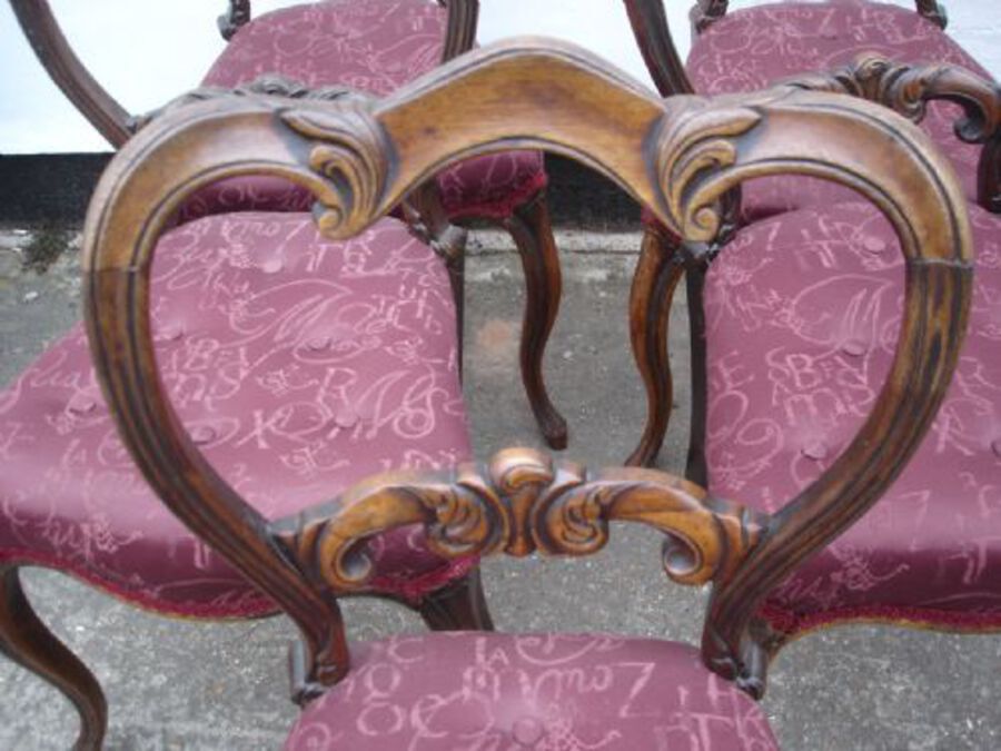 Antique Set of 5 Victorian Rosewood Dining Chairs