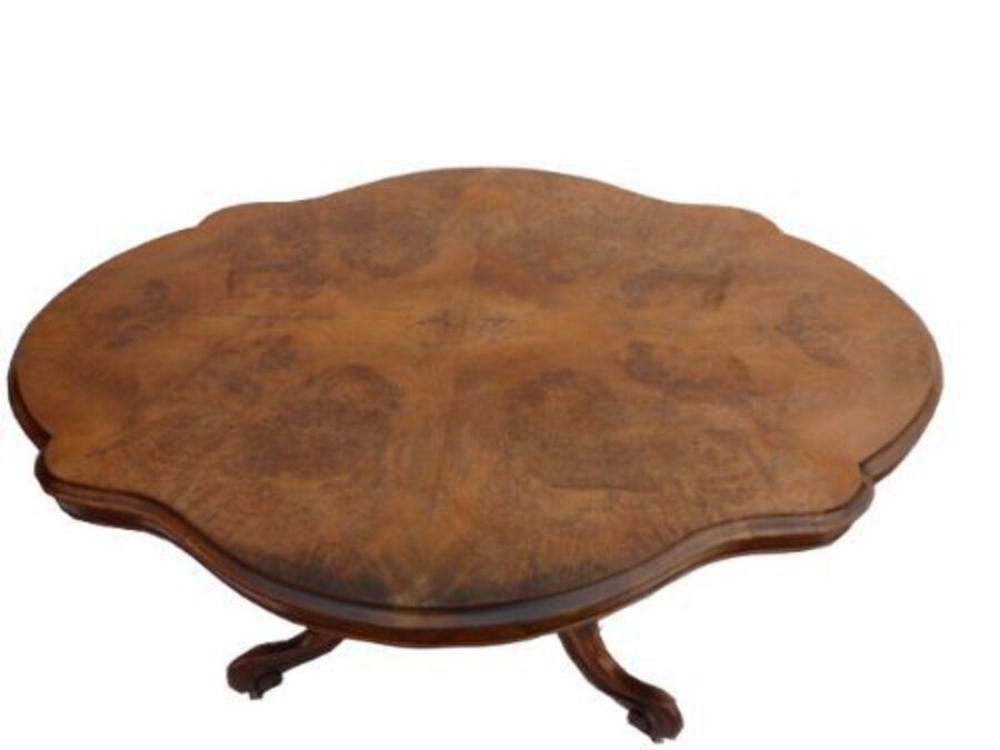 Antique Victorian Shaped Burr Walnut Breakfast Table 