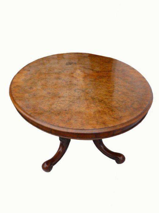 Antique Victorian Burr Walnut Breakfast Table 