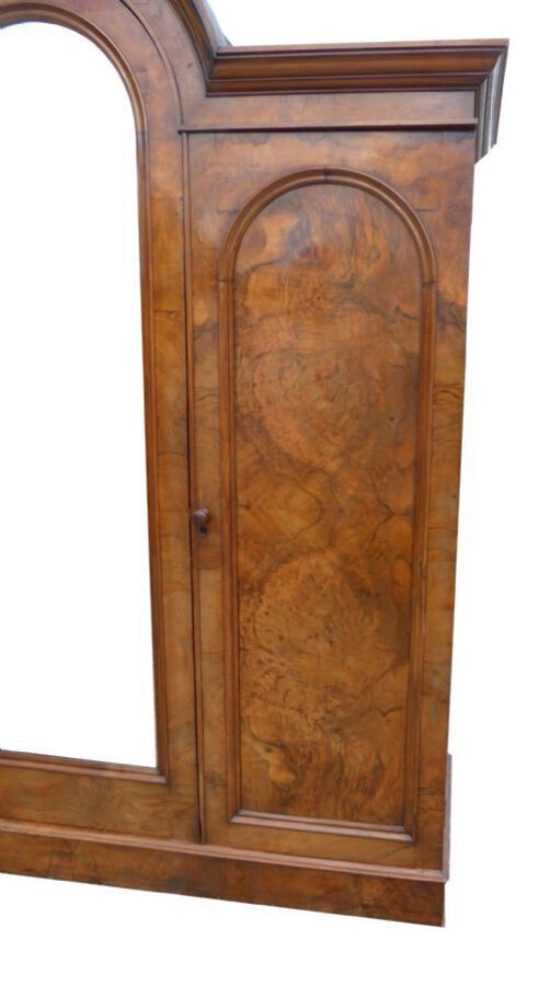 Antique Victorian Burr Walnut Triple Wardrobe
