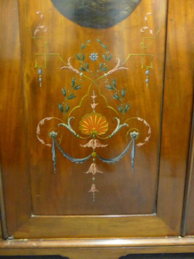 Antique Victorian Hand Painted Triple Wardrobe