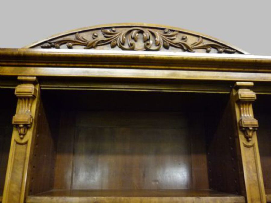 Antique Large Victorian Burr Walnut Bookcase