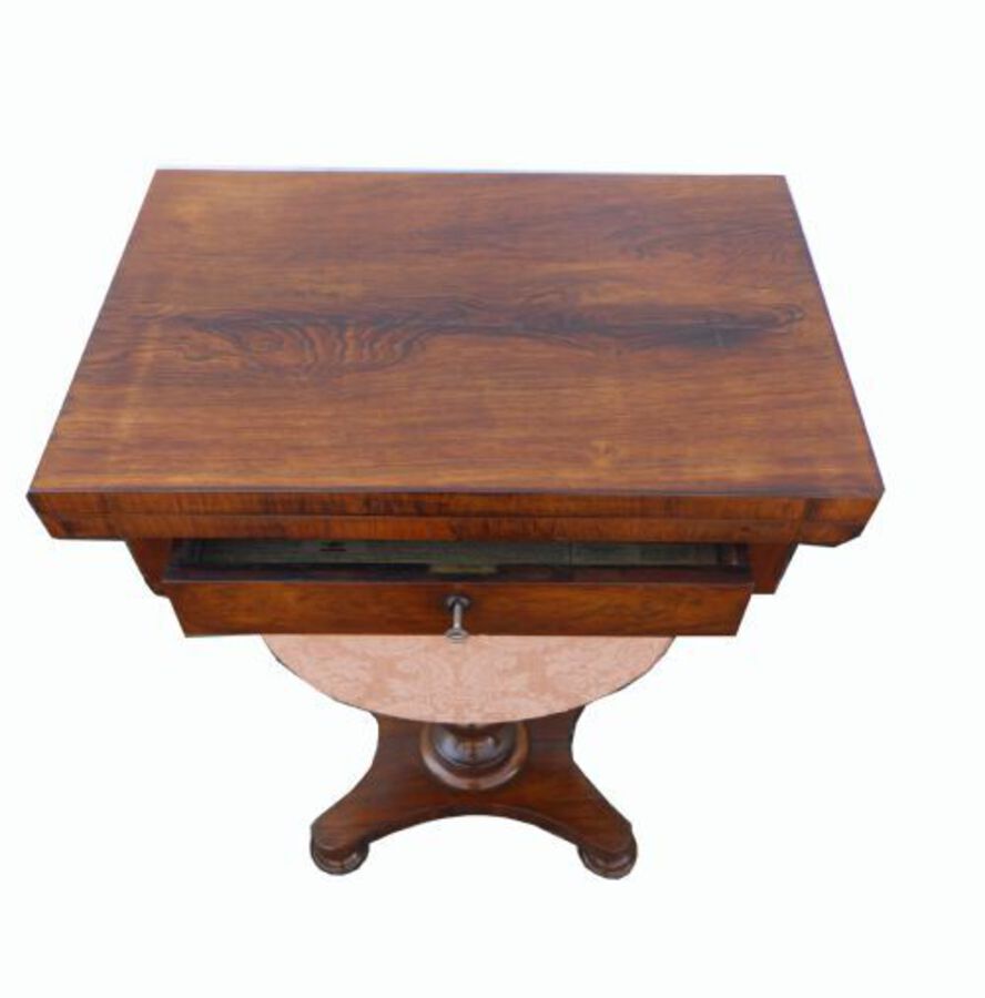 Antique William IV Rosewood Work Table with Games Top