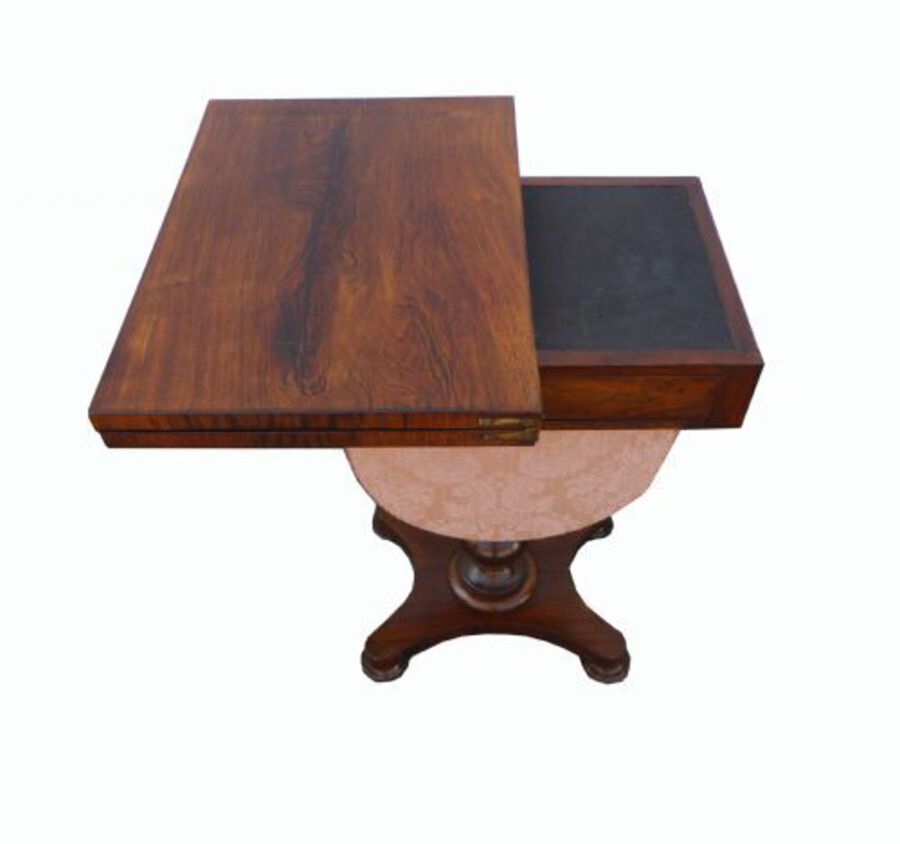 Antique William IV Rosewood Work Table with Games Top