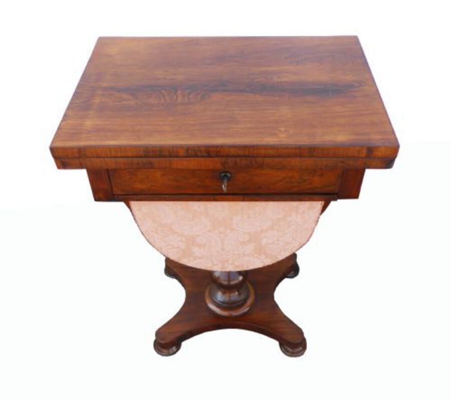 Antique William IV Rosewood Work Table with Games Top