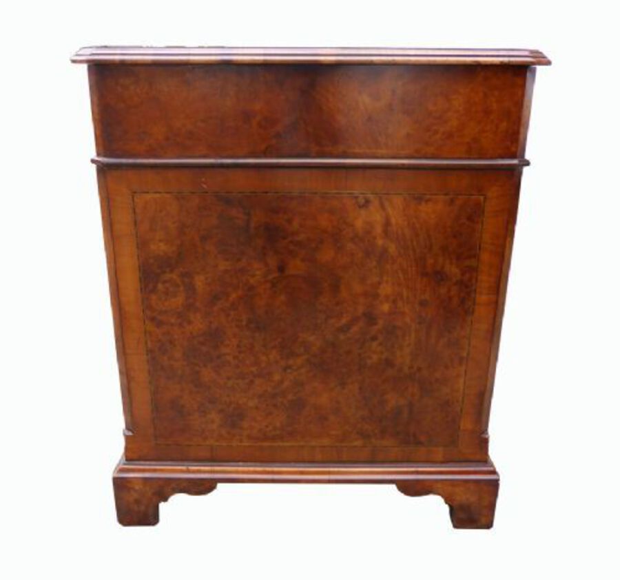 Antique Small Victorian Burr Walnut Pedestal Desk