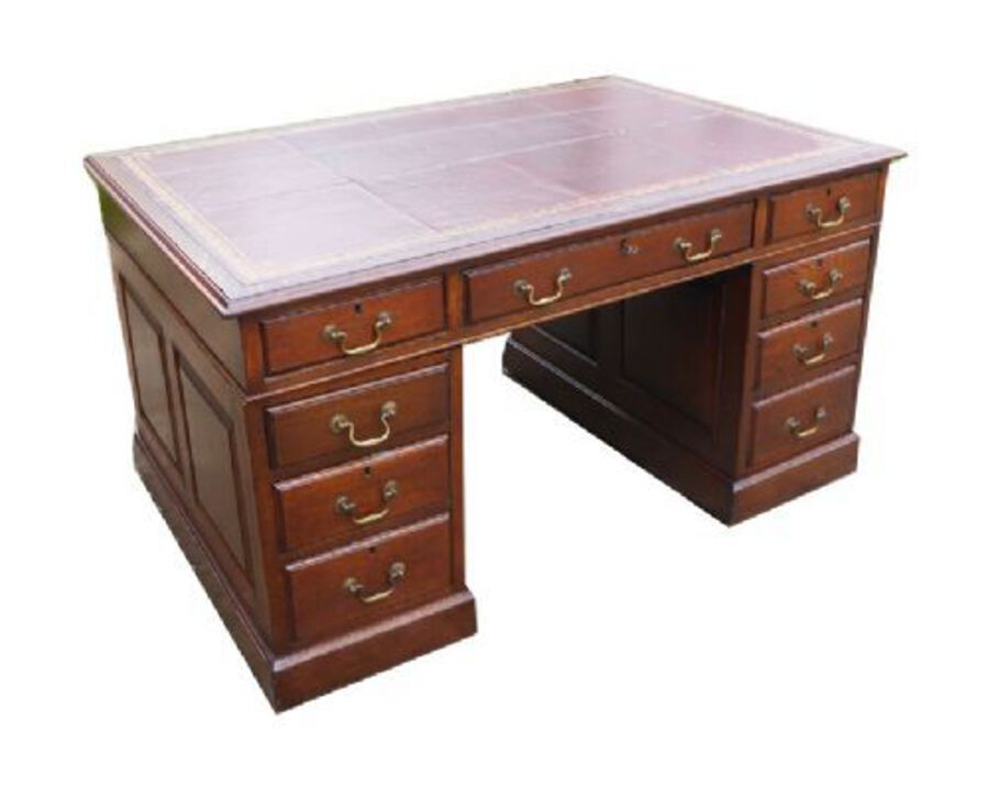 Antique Antique Edwardian Oak Pedestal Desk