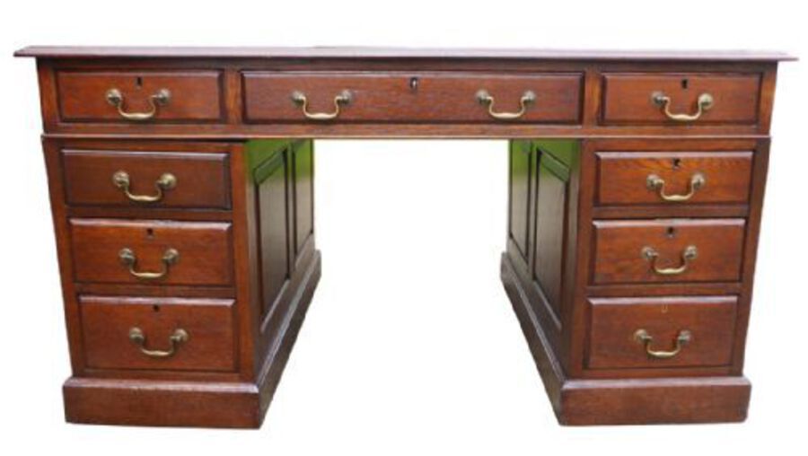 Antique Antique Edwardian Oak Pedestal Desk