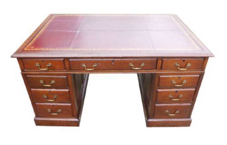 Antique Antique Edwardian Oak Pedestal Desk