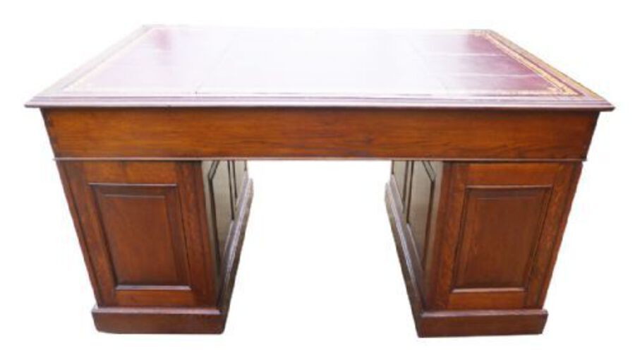 Antique Antique Edwardian Oak Pedestal Desk