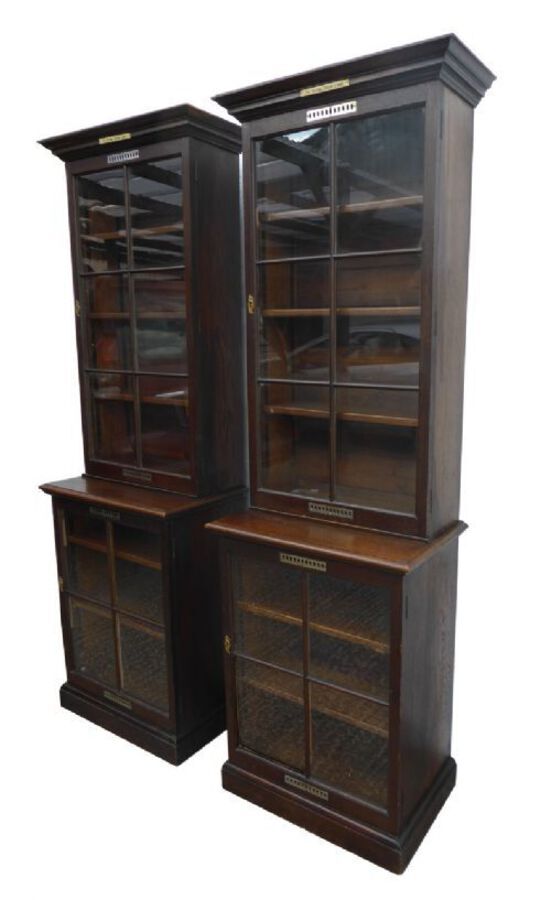 Antique Pair of Solid Oak Bookcases