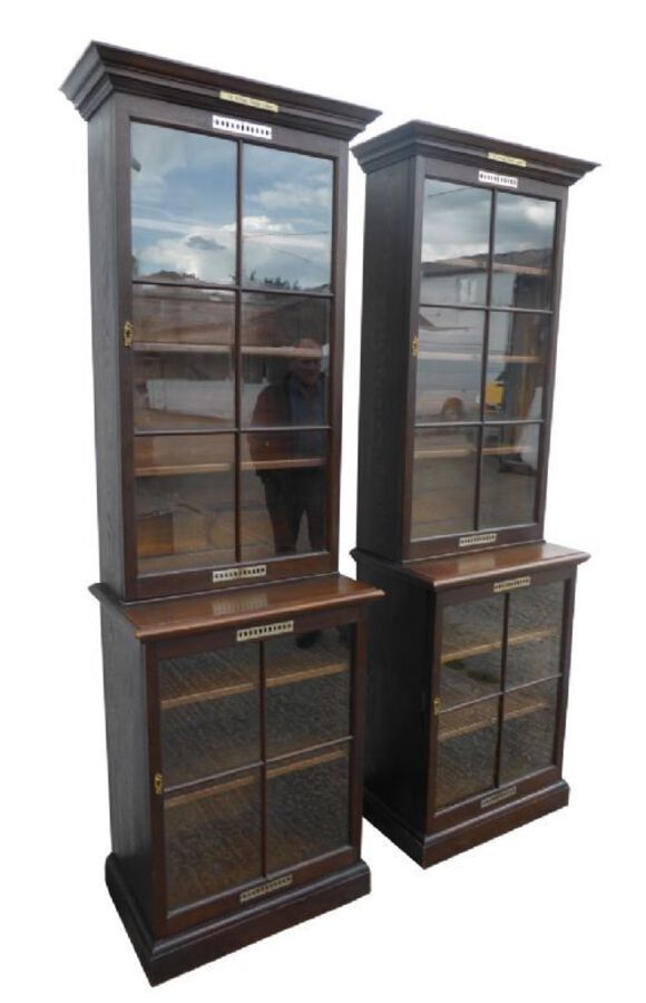 Antique Pair of Solid Oak Bookcases