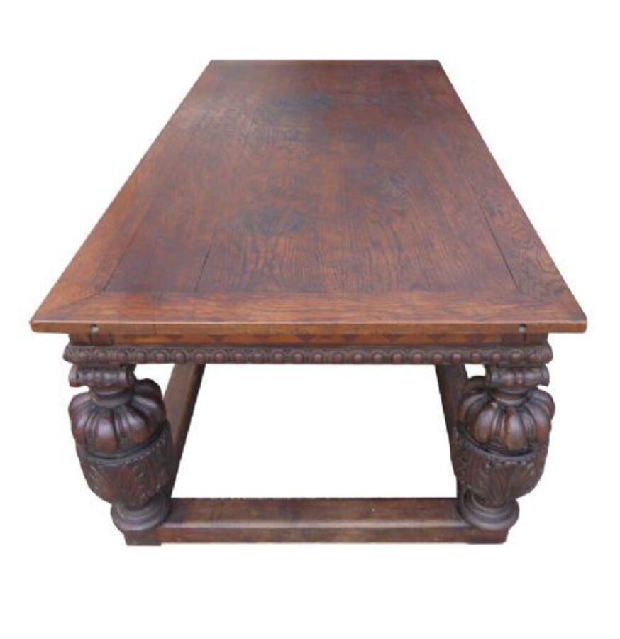 Antique 19th Century Large Oak Draw Leaf Refectory Table 