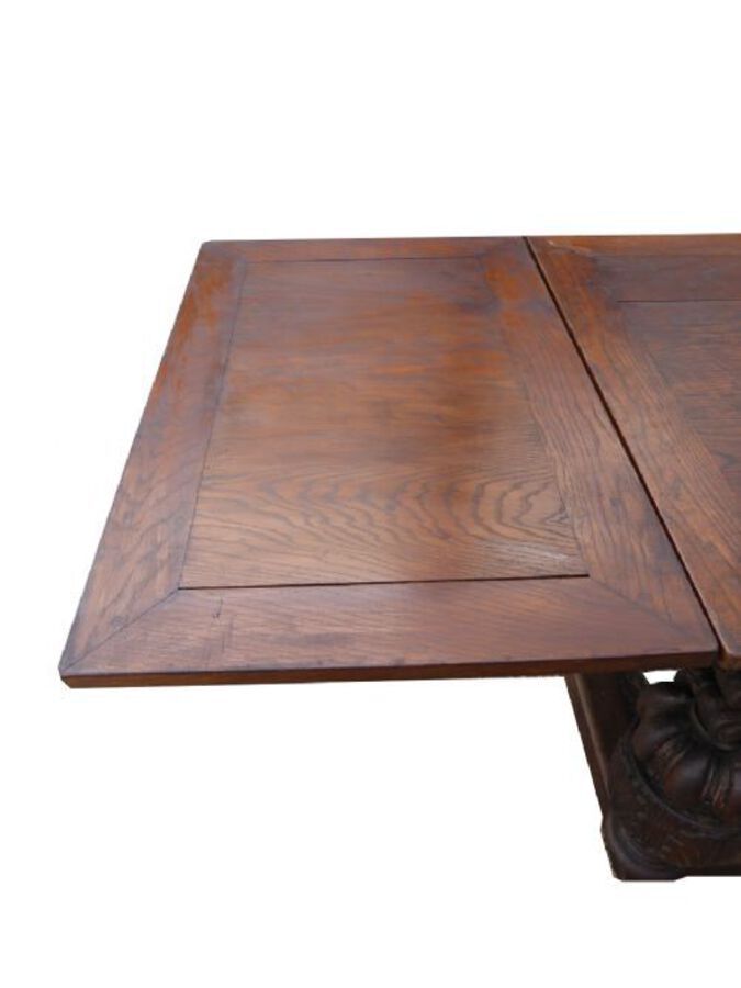 Antique 19th Century Large Oak Draw Leaf Refectory Table 