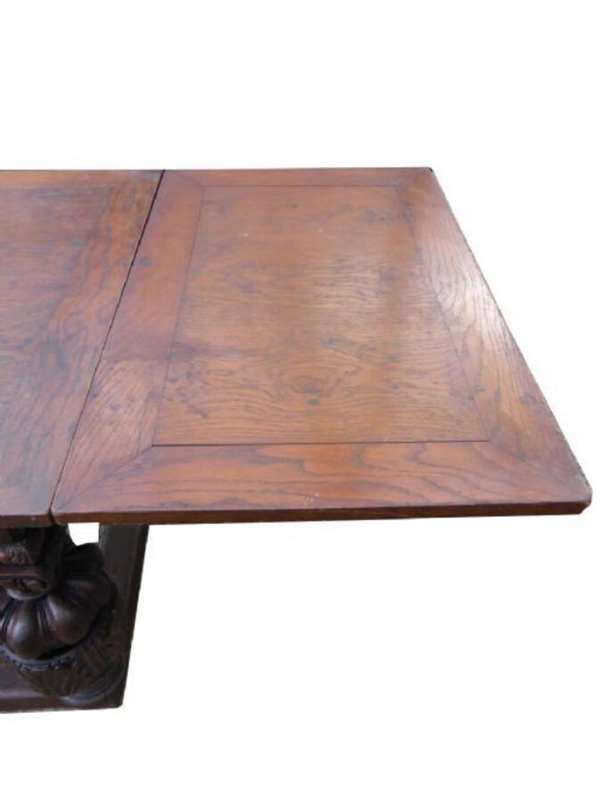 Antique 19th Century Large Oak Draw Leaf Refectory Table 