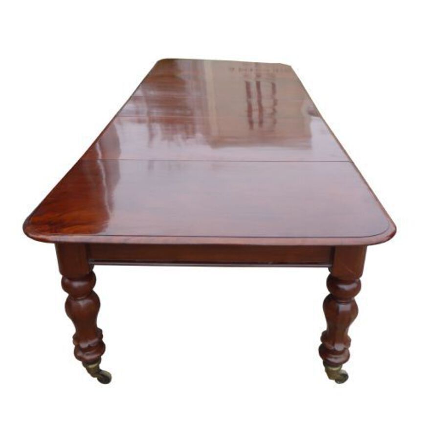 Antique Large Victorian Mahogany 10 Seat Extending Dining Table 
